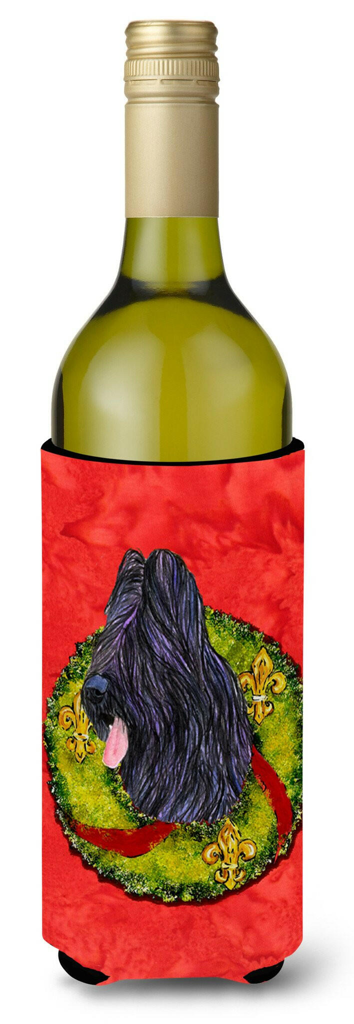 Briard Cristmas Wreath Wine Bottle Beverage Insulator Beverage Insulator Hugger by Caroline&#39;s Treasures
