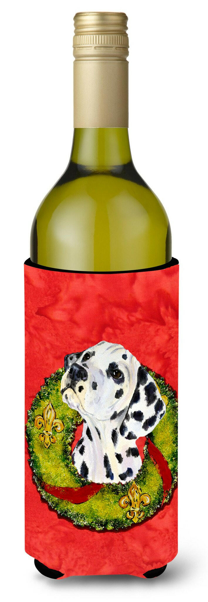 Dalmatian Cristmas Wreath Wine Bottle Beverage Insulator Beverage Insulator Hugger by Caroline&#39;s Treasures