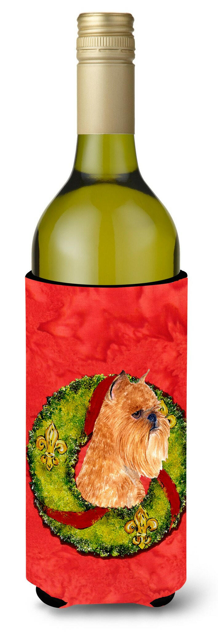 Brussels Griffon Cristmas Wreath Wine Bottle Beverage Insulator Beverage Insulator Hugger by Caroline&#39;s Treasures