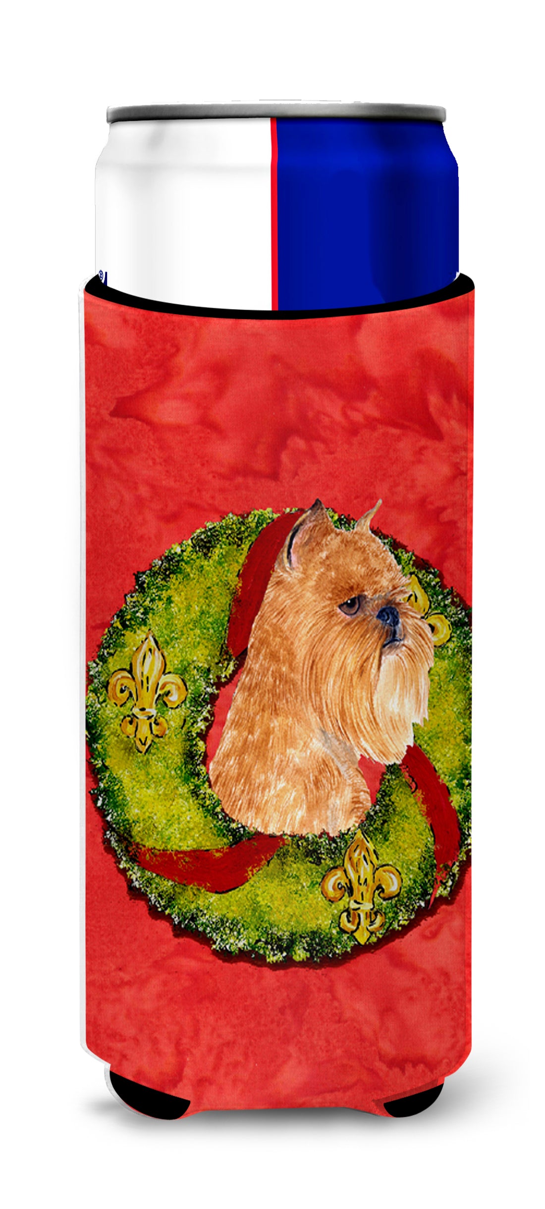 Brussels Griffon Cristmas Wreath Ultra Beverage Insulators for slim cans SS4183MUK.