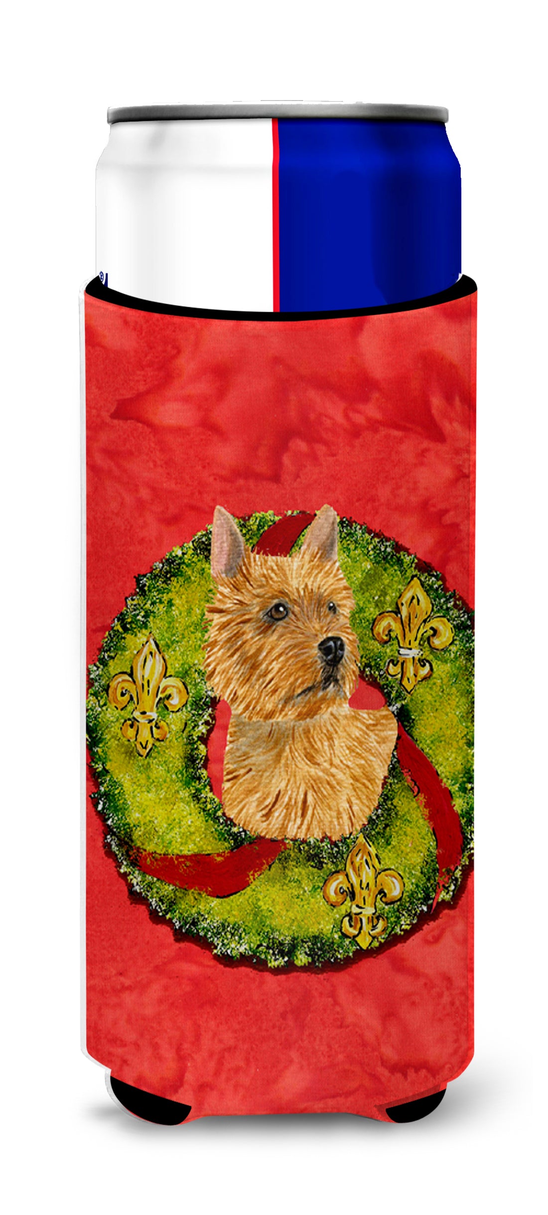Norwich Terrier Cristmas Wreath Ultra Beverage Insulators for slim cans SS4188MUK