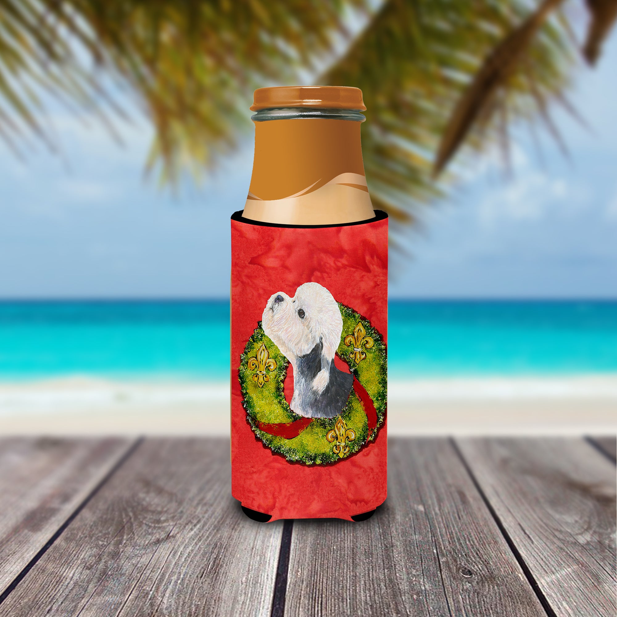 Dandie Dinmont Terrier Cristmas Wreath Ultra Beverage Insulators for slim cans SS4190MUK