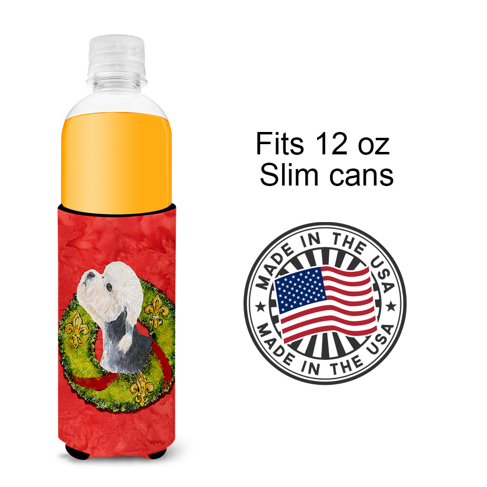 Dandie Dinmont Terrier Cristmas Wreath Ultra Beverage Insulators for slim cans SS4190MUK.