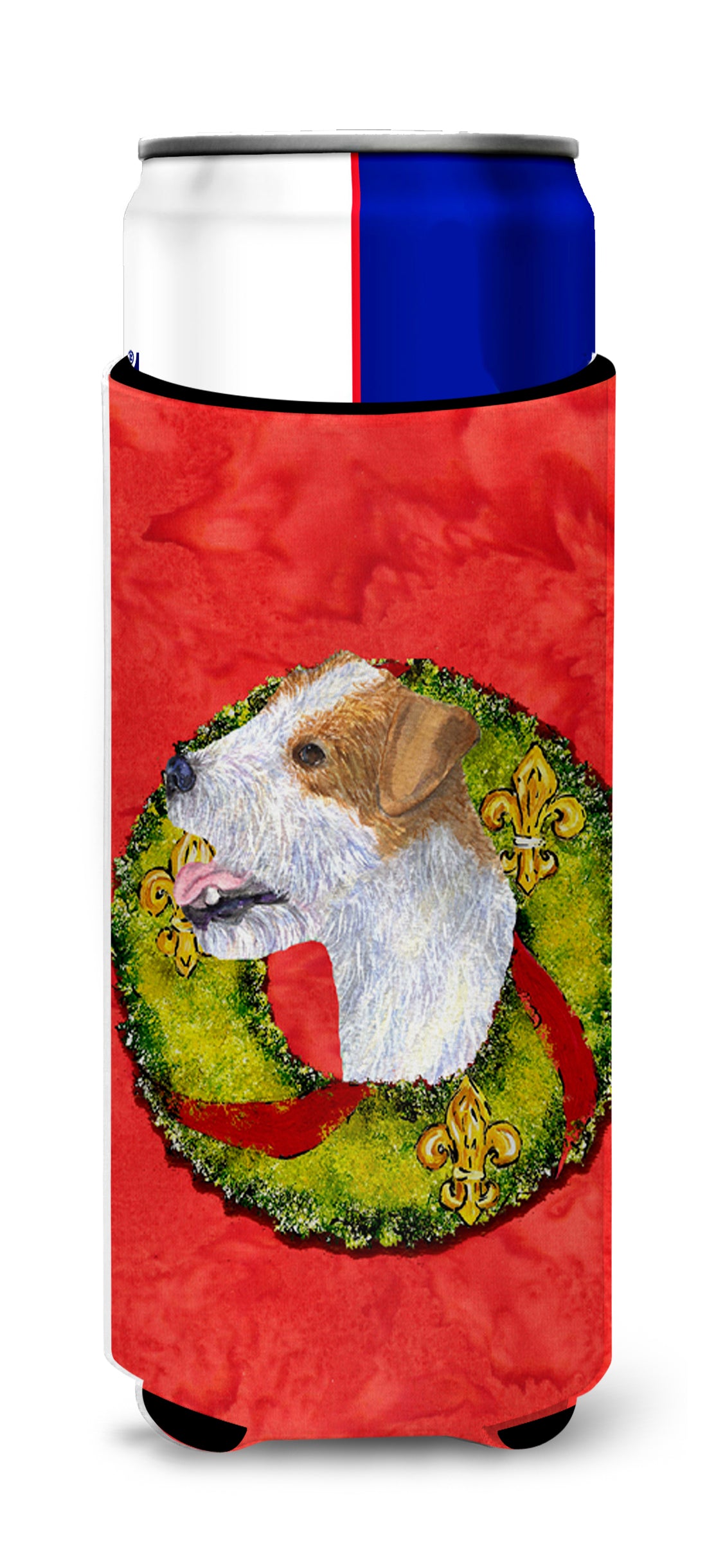 Jack Russell Terrier Cristmas Wreath Ultra Beverage Insulators for slim cans SS4191MUK