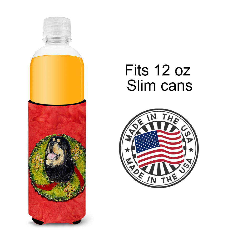 Tibetan Mastiff Cristmas Wreath Ultra Beverage Insulators for slim cans SS4199MUK.