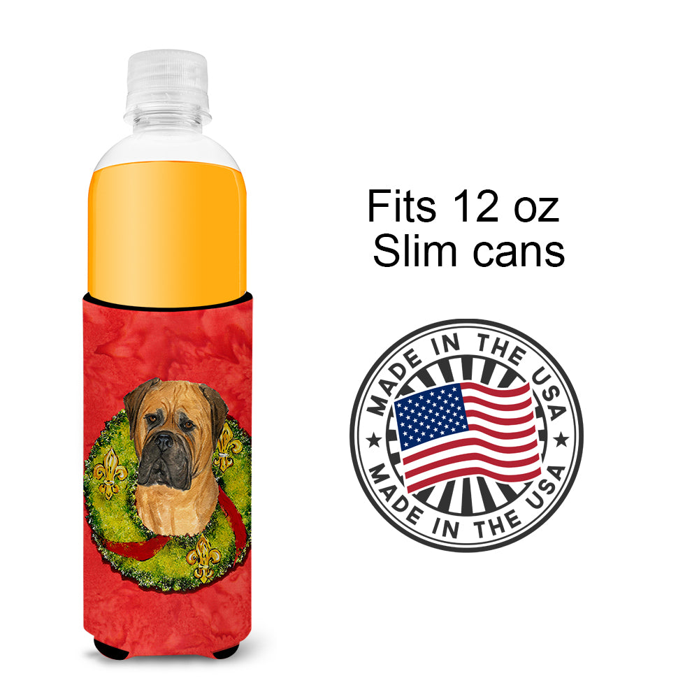Bullmastiff Cristmas Wreath Ultra Beverage Insulators for slim cans SS4204MUK