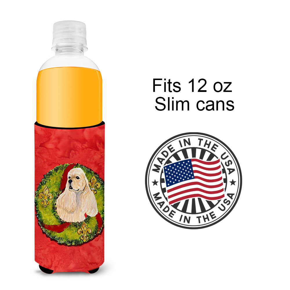 Cocker Spaniel Cristmas Wreath Ultra Beverage Insulators for slim cans SS4209MUK.