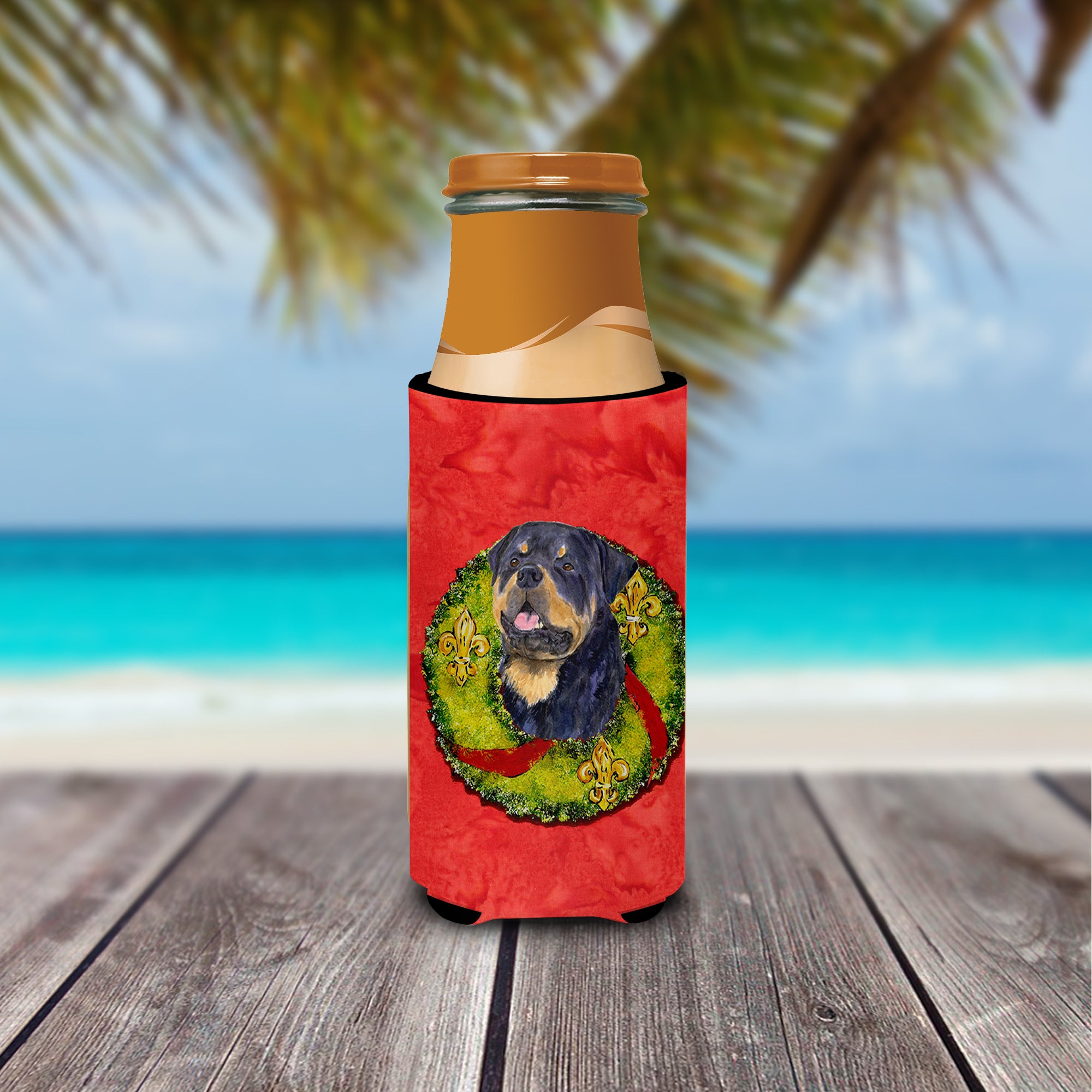 Rottweiler Cristmas Wreath Ultra Beverage Insulators for slim cans SS4211MUK