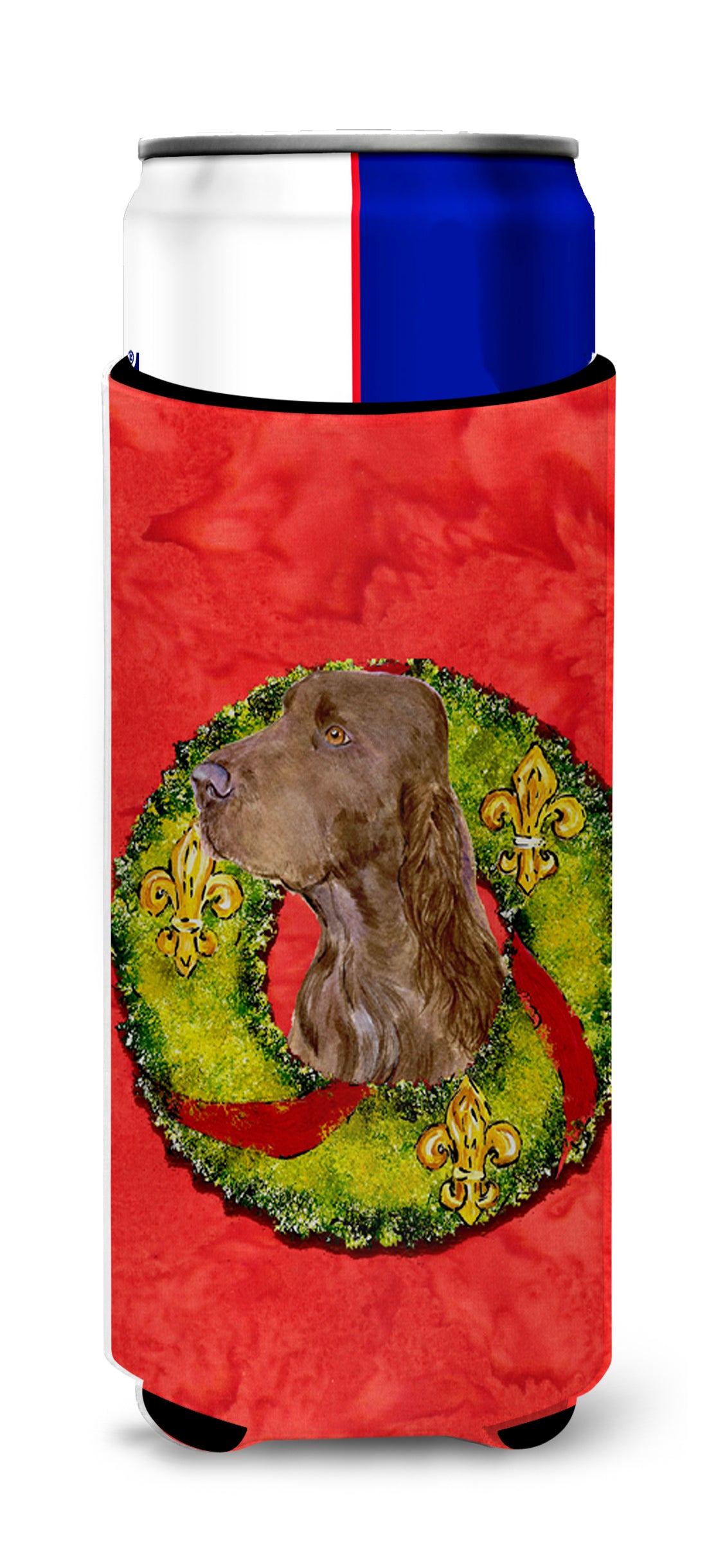 Field Spaniel Cristmas Wreath Ultra Beverage Insulators for slim cans SS4212MUK