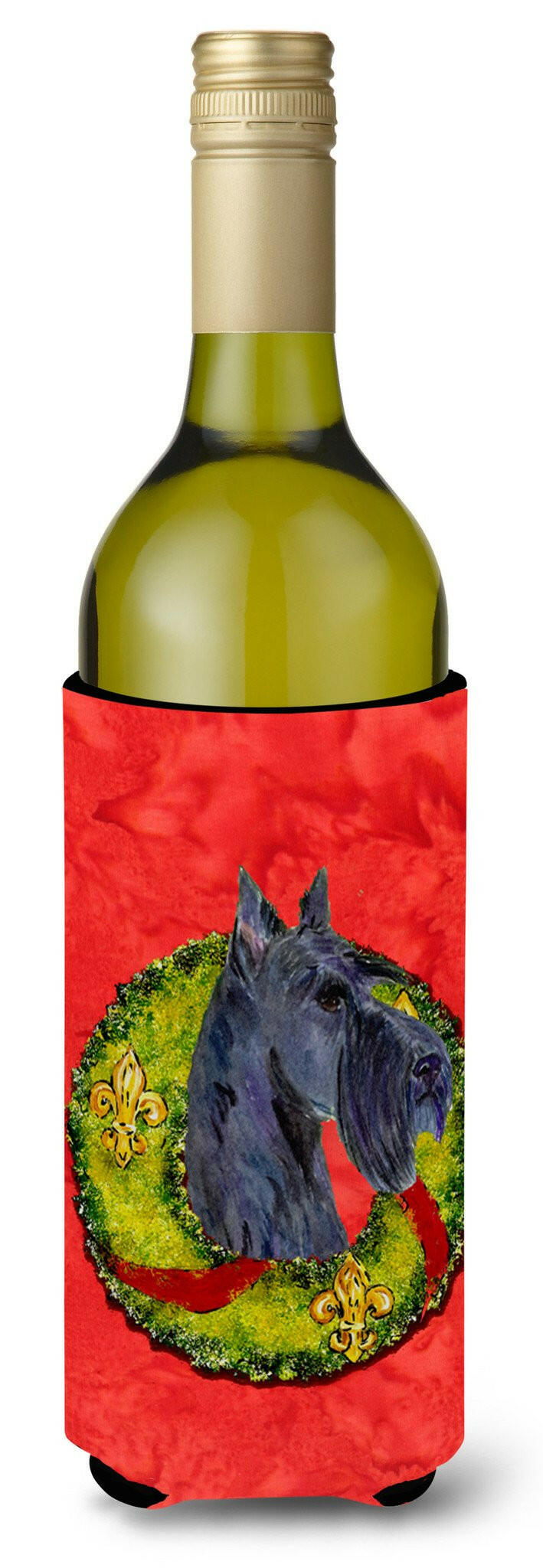 Scottish Terrier Cristmas Wreath Wine Bottle Beverage Insulator Beverage Insulator Hugger by Caroline&#39;s Treasures