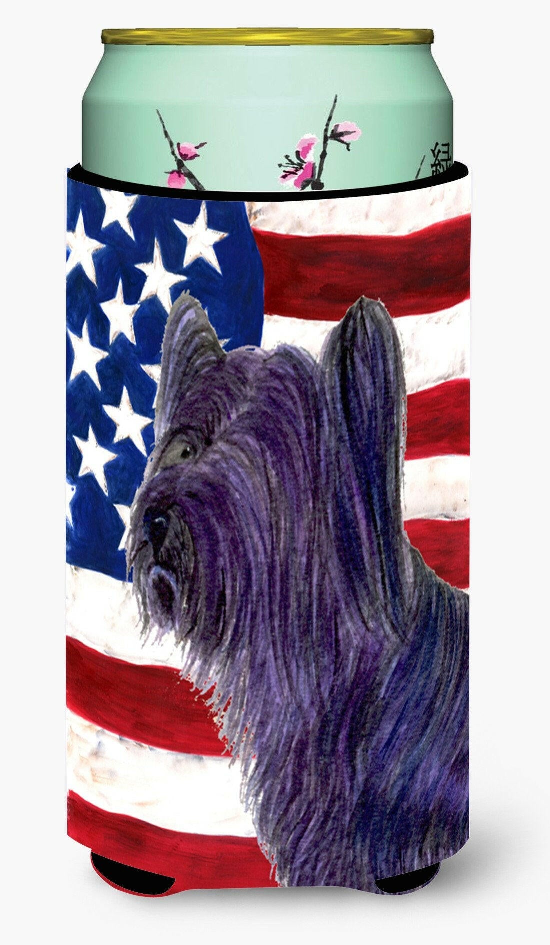 USA American Flag with Skye Terrier  Tall Boy Beverage Insulator Beverage Insulator Hugger by Caroline&#39;s Treasures
