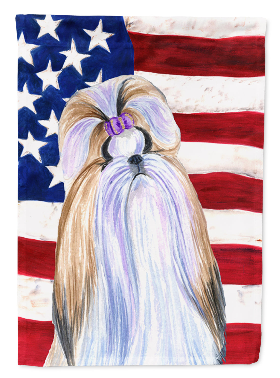 USA American Flag with Shih Tzu Flag Canvas House Size