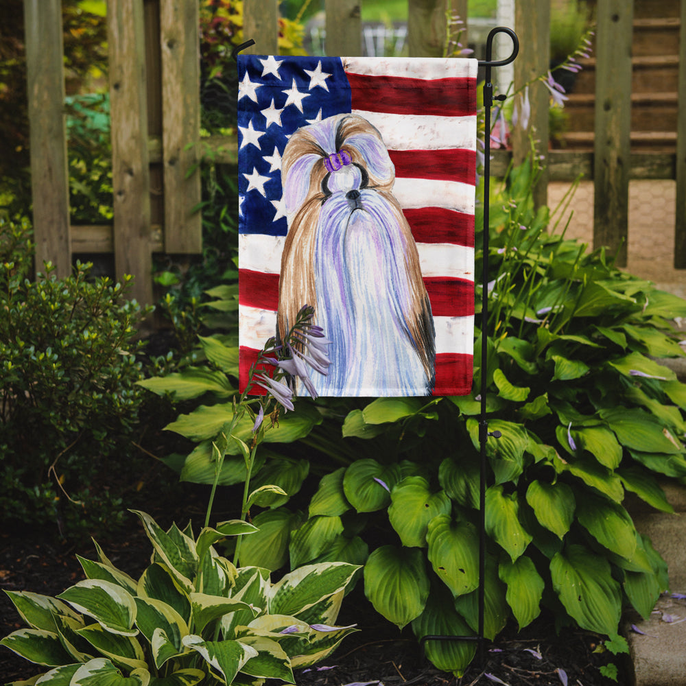 Drapeau américain USA avec drapeau Shih Tzu taille jardin