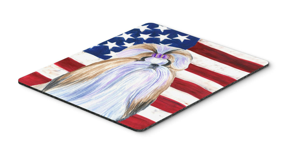 USA American Flag with Shih Tzu Mouse Pad, Hot Pad or Trivet by Caroline&#39;s Treasures