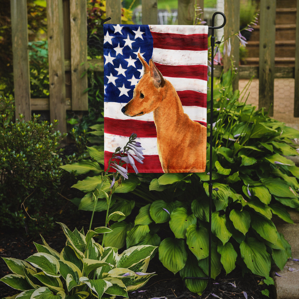 USA American Flag with Min Pin Flag Garden Size.