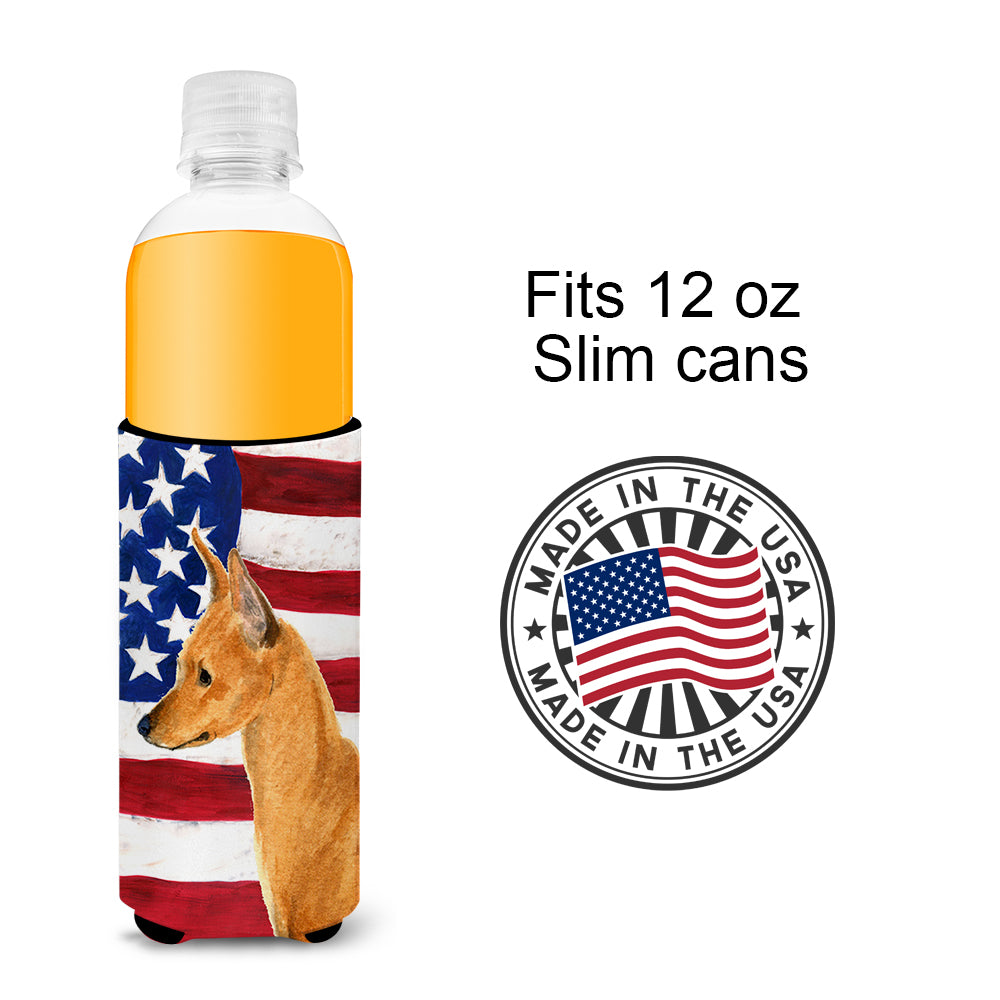 USA American Flag with Min Pin Ultra Beverage Insulators for slim cans SS4222MUK.