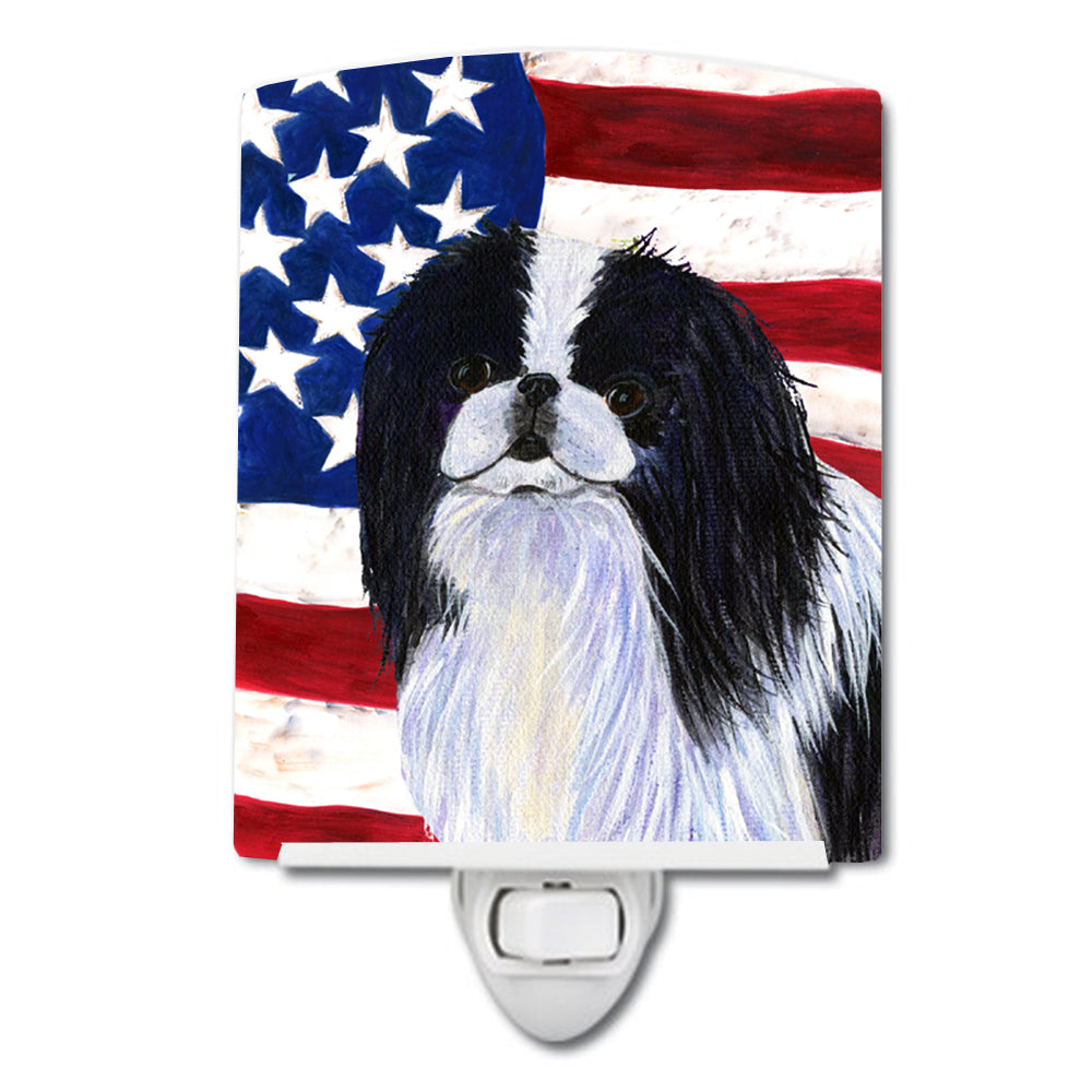 USA American Flag with Japanese Chin Ceramic Night Light SS4223CNL - the-store.com