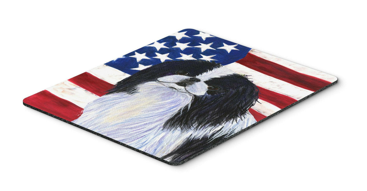 USA American Flag with Japanese Chin Mouse Pad, Hot Pad or Trivet by Caroline&#39;s Treasures