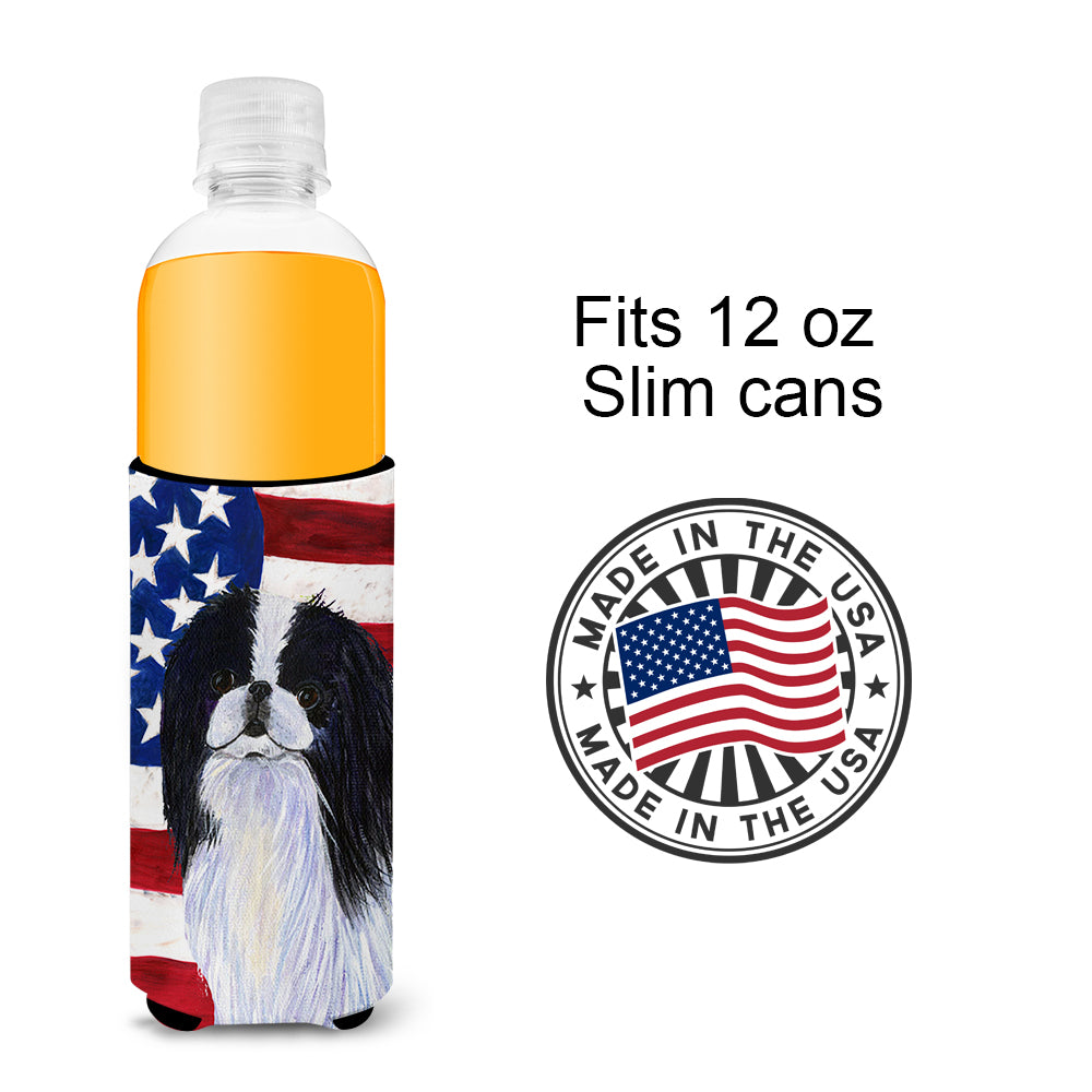 USA American Flag with Japanese Chin Ultra Beverage Insulators for slim cans SS4223MUK