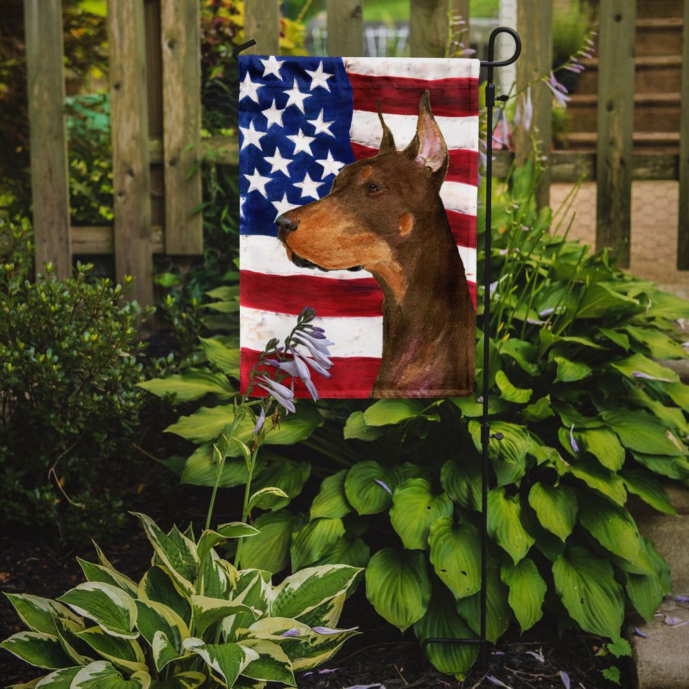 USA American Flag with Doberman Flag Garden Size