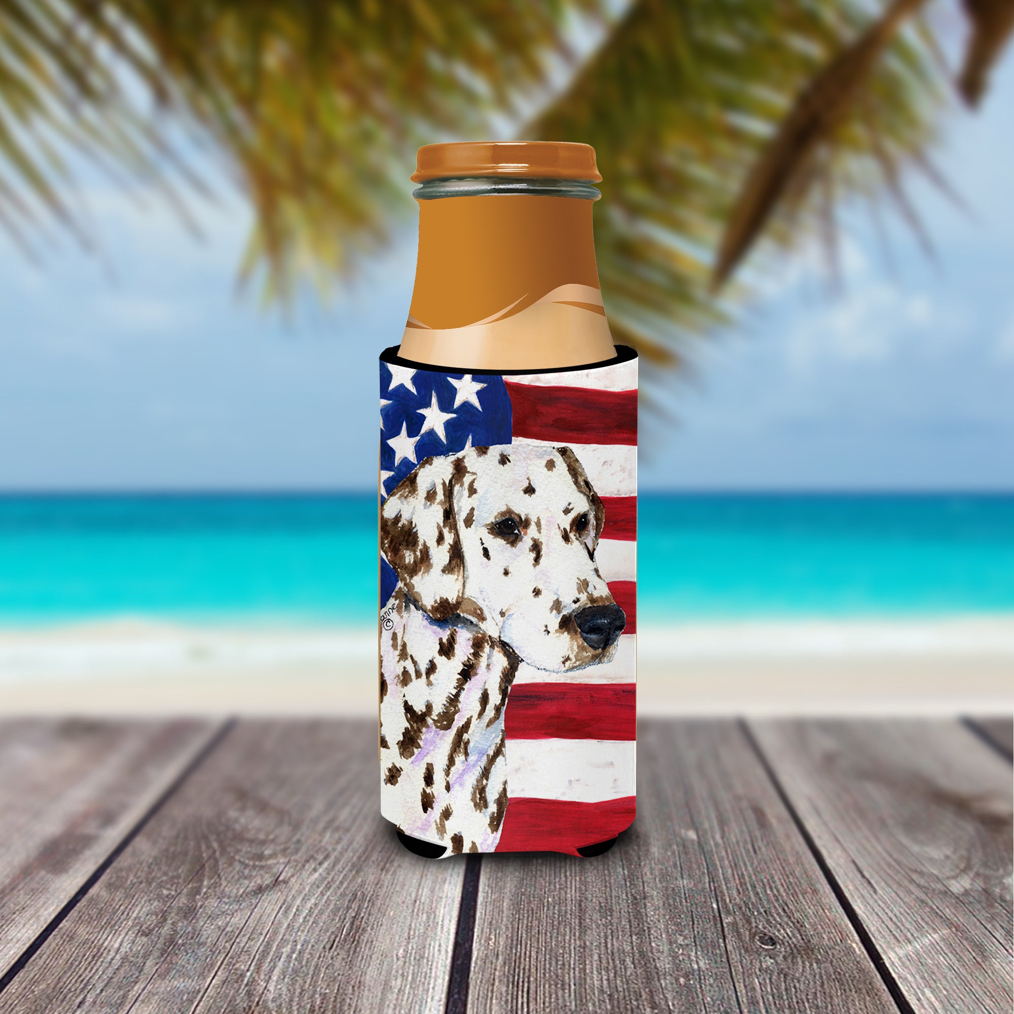 USA American Flag with Dalmatian Ultra Beverage Insulators for slim cans SS4225MUK.