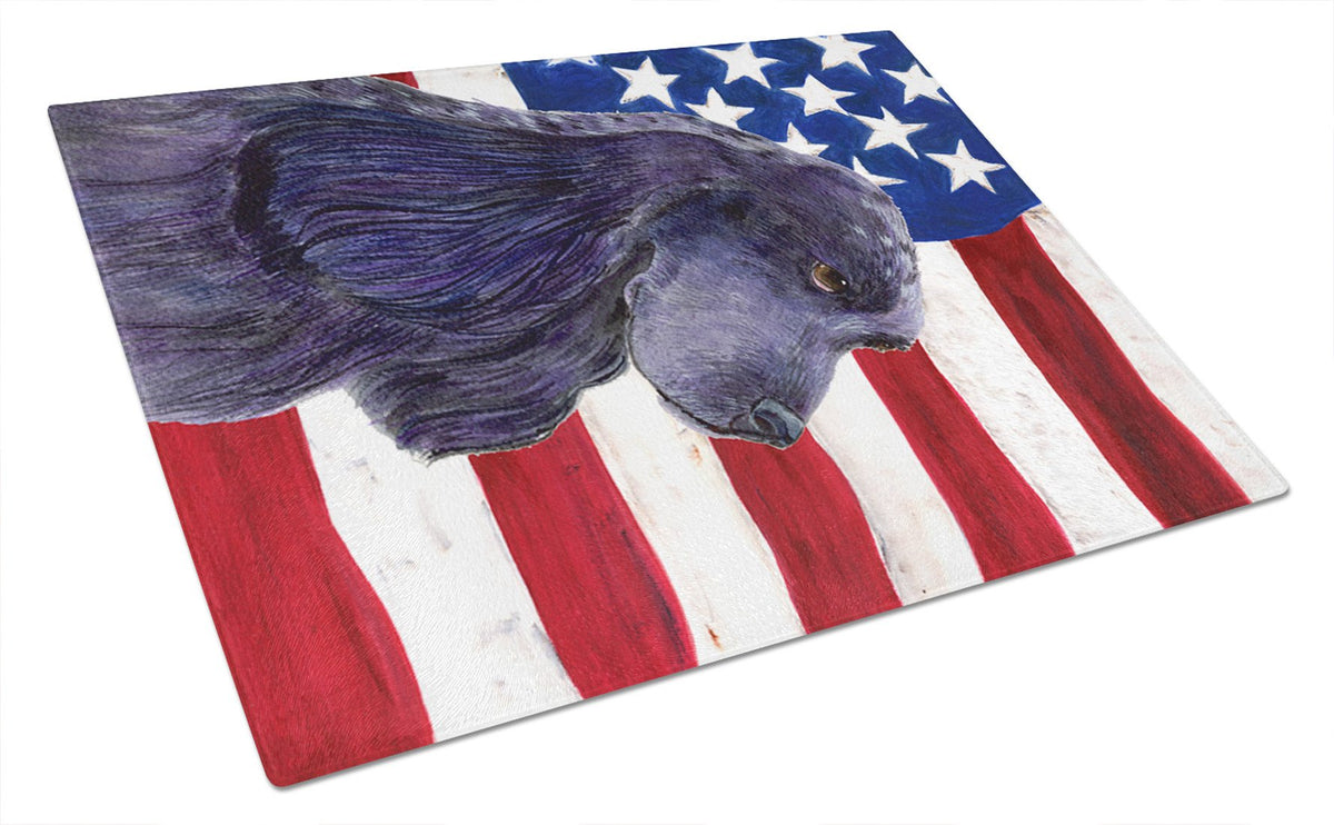 USA American Flag with Cocker Spaniel Glass Cutting Board Large by Caroline&#39;s Treasures