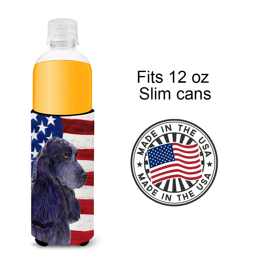 USA American Flag with Cocker Spaniel Ultra Beverage Insulators for slim cans SS4227MUK.