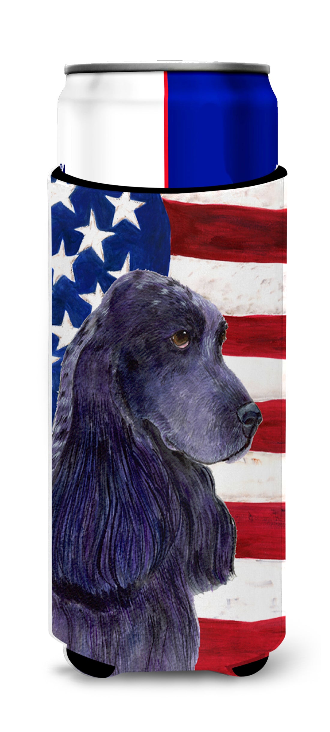 USA American Flag with Cocker Spaniel Ultra Beverage Insulators for slim cans SS4227MUK