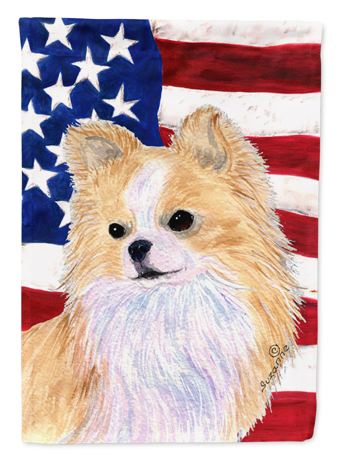 USA American Flag with Chihuahua Flag Garden Size.