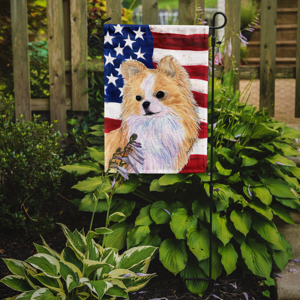 USA American Flag with Chihuahua Flag Garden Size.