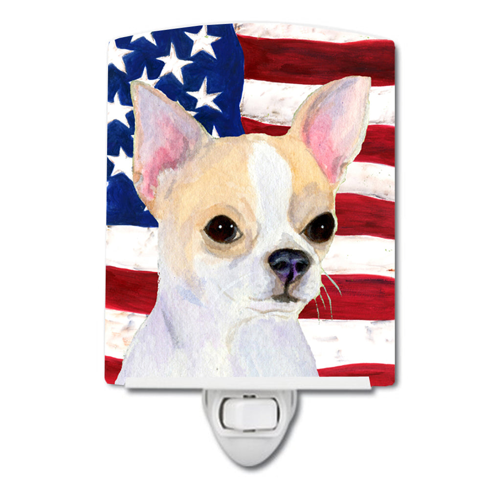USA American Flag with Chihuahua Ceramic Night Light SS4230CNL - the-store.com