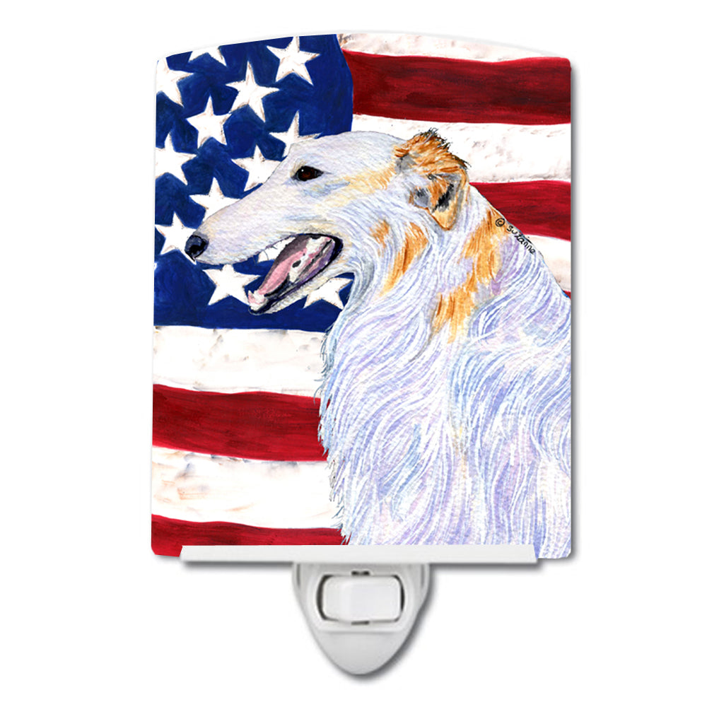 USA American Flag with Borzoi Ceramic Night Light SS4231CNL - the-store.com
