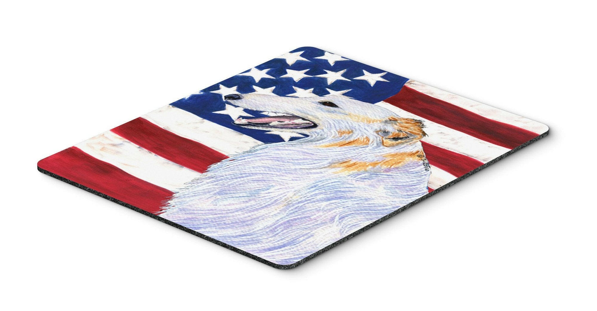 USA American Flag with Borzoi Mouse Pad, Hot Pad or Trivet by Caroline's Treasures