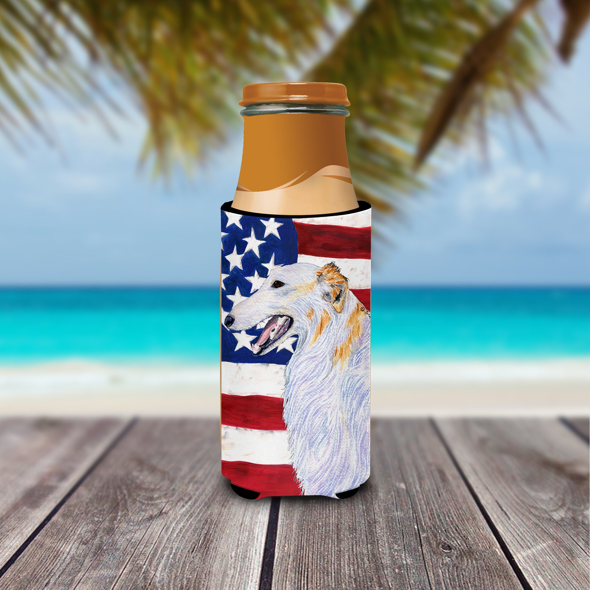 USA American Flag with Borzoi Ultra Beverage Insulators for slim cans SS4231MUK