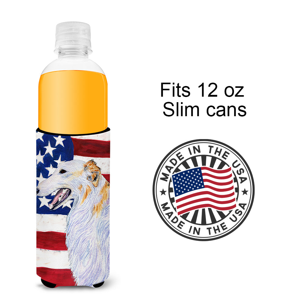 USA American Flag with Borzoi Ultra Beverage Insulators for slim cans SS4231MUK