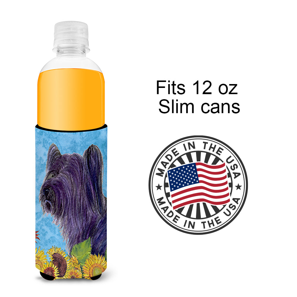 Skye Terrier in Summer Flowers Ultra Beverage Insulators for slim cans SS4232MUK