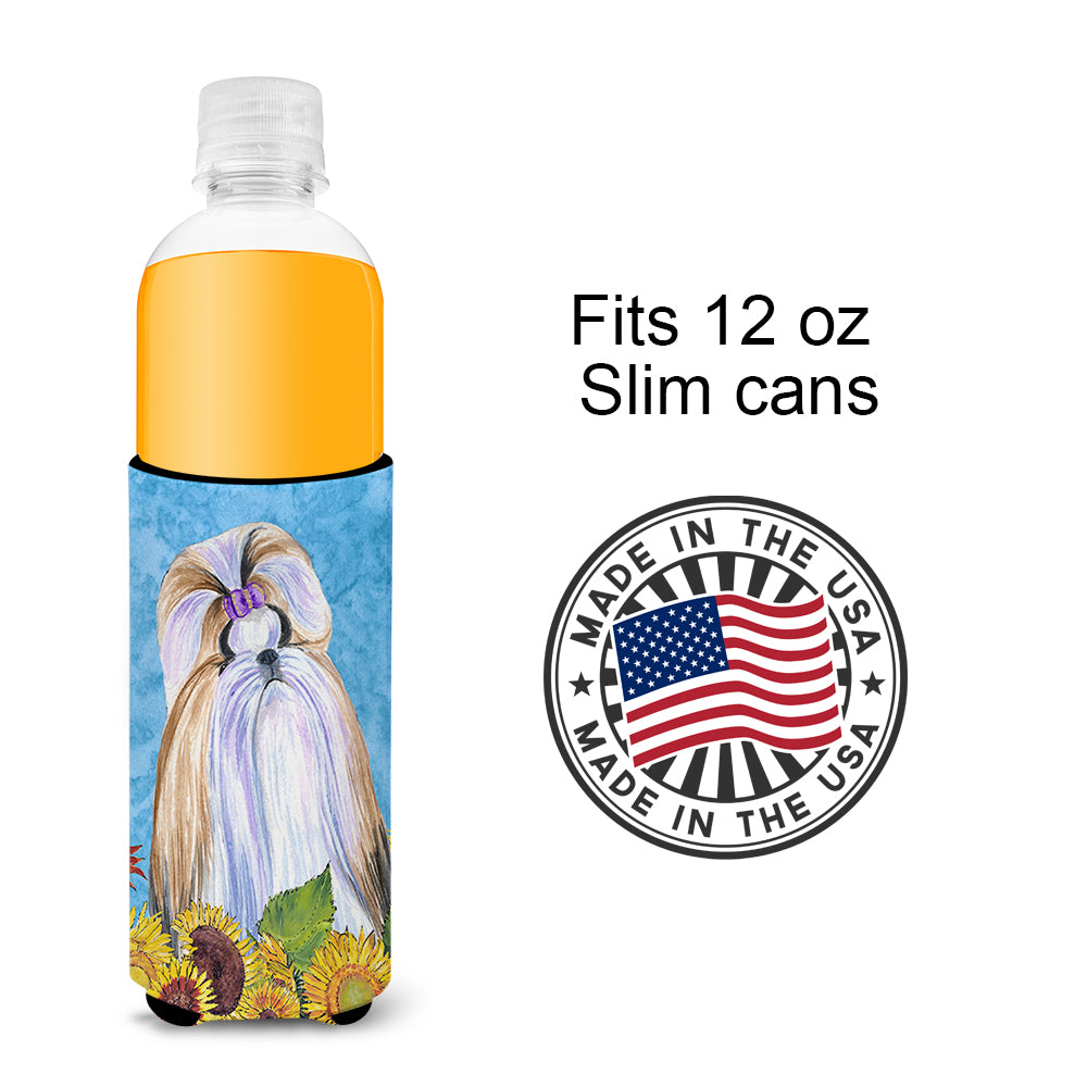 Shih Tzu in Summer Flowers Ultra Beverage Insulators for slim cans SS4234MUK.