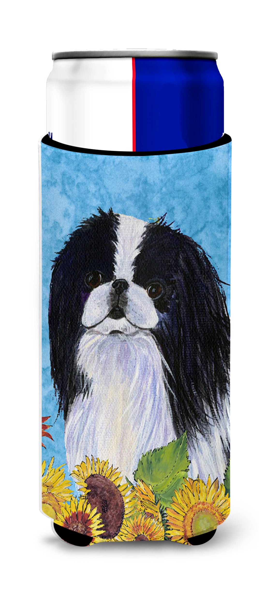 Japanese Chin in Summer Flowers Ultra Beverage Insulators for slim cans SS4236MUK.