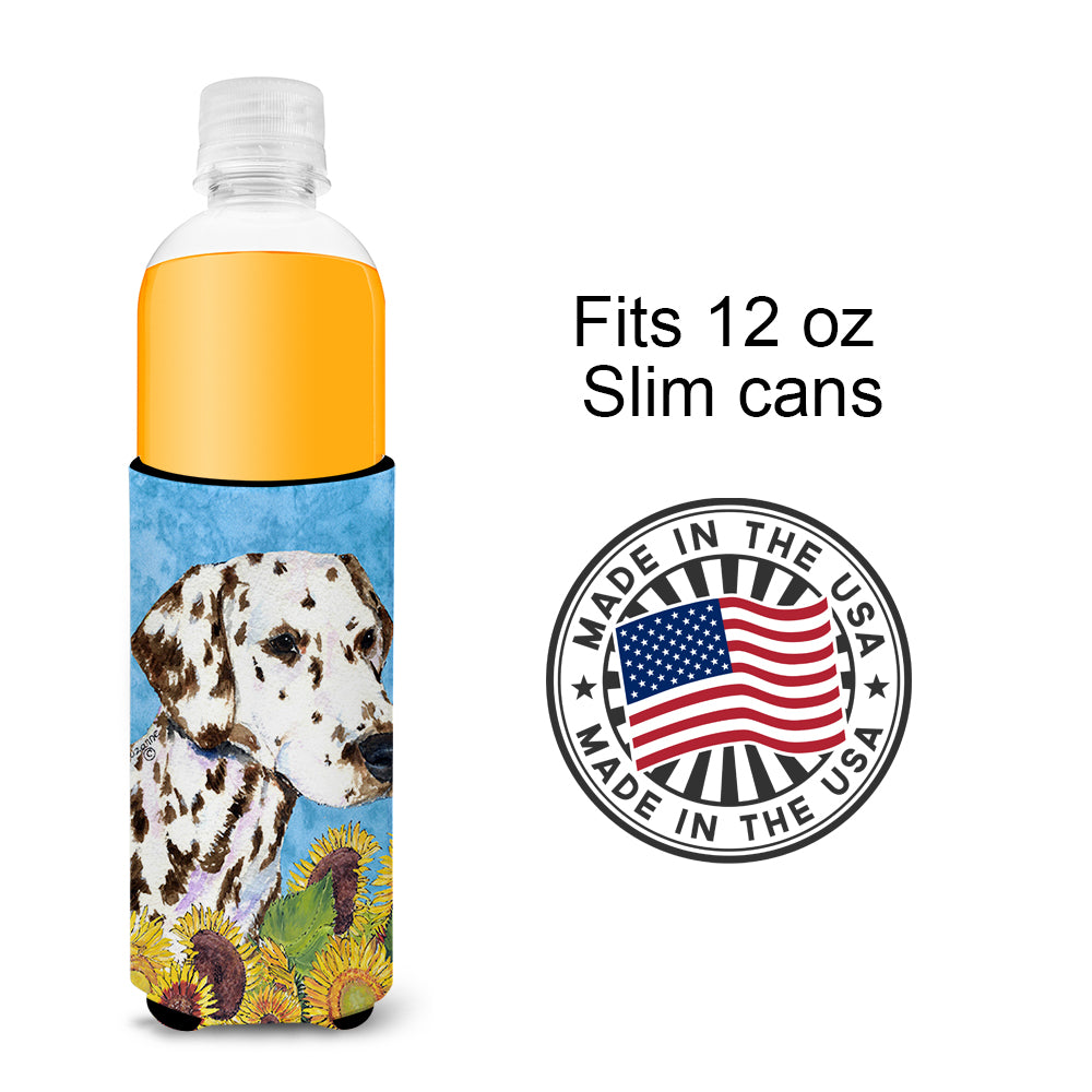 Dalmatian in Summer Flowers Ultra Beverage Insulators for slim cans SS4238MUK.