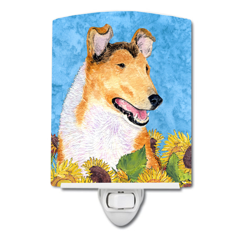Collie Smooth in Summer Flowers Ceramic Night Light SS4239CNL - the-store.com