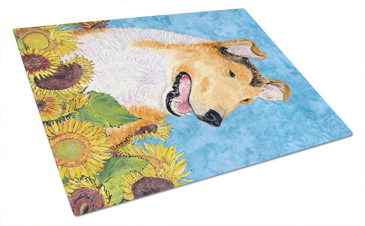Collie Smooth Glass Cutting Board Large by Caroline&#39;s Treasures