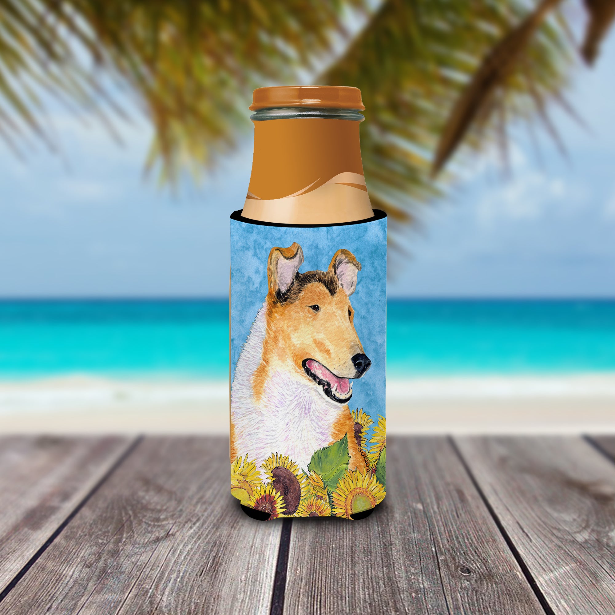 Collie Smooth in Summer Flowers Ultra Beverage Insulators for slim cans SS4239MUK.