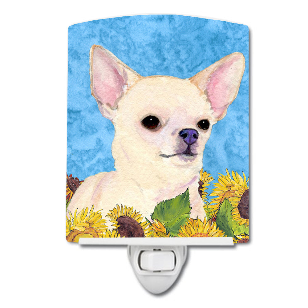 Chihuahua in Summer Flowers Ceramic Night Light SS4241CNL - the-store.com