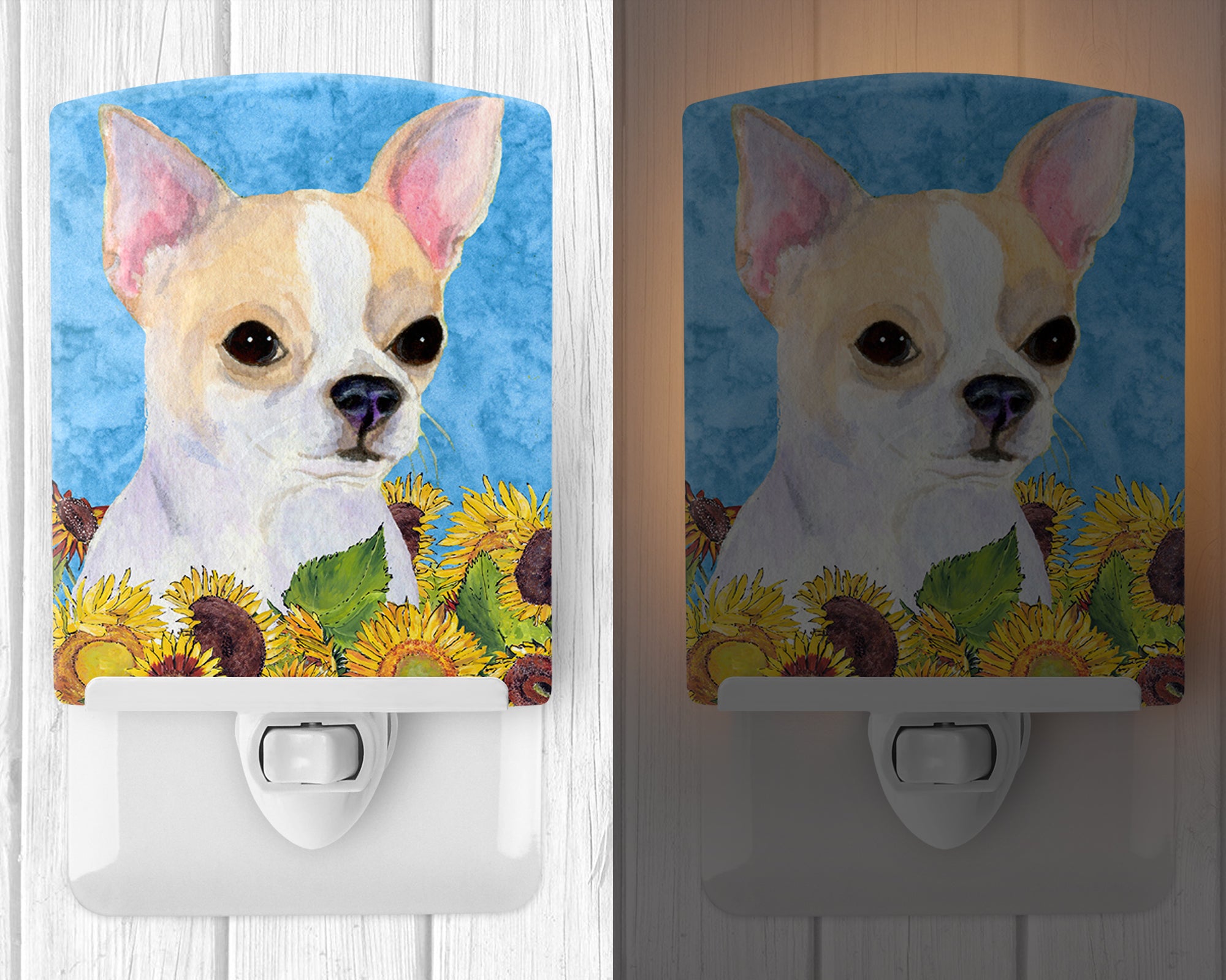 Chihuahua in Summer Flowers Ceramic Night Light SS4243CNL - the-store.com