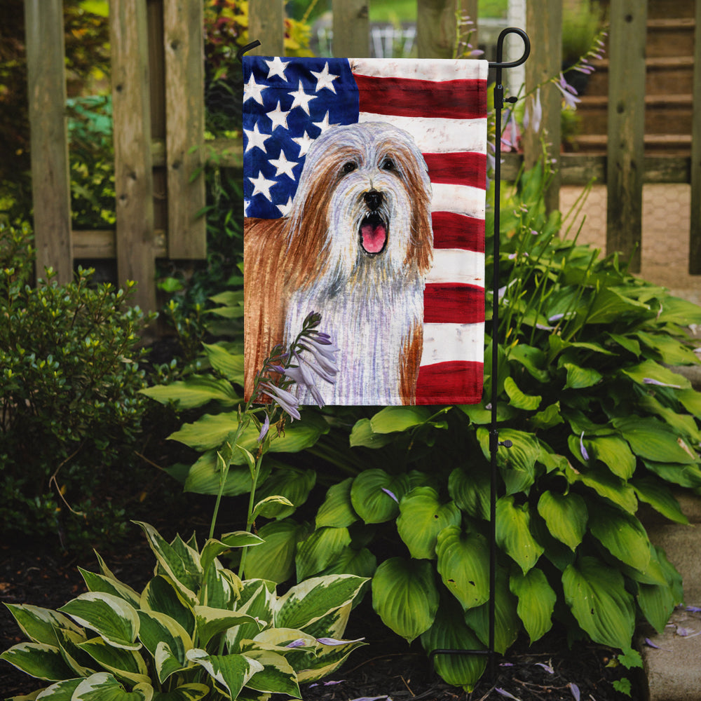 Drapeau américain USA avec Bearded Collie Flag Garden Size