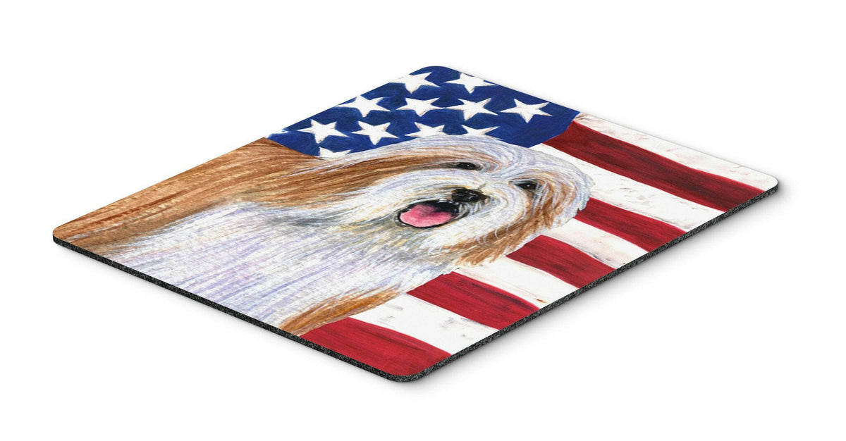 USA American Flag with Bearded Collie Mouse Pad, Hot Pad or Trivet by Caroline&#39;s Treasures