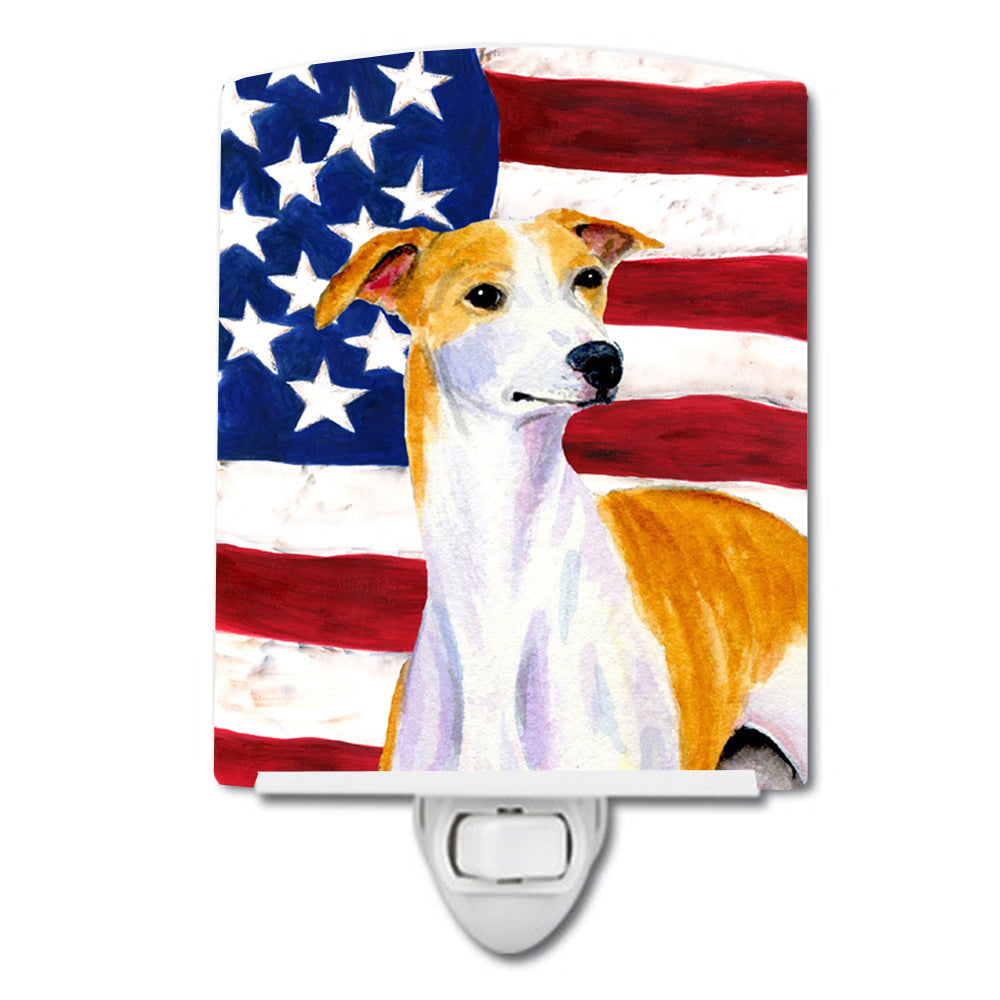 USA American Flag with Whippet Ceramic Night Light SS4246CNL - the-store.com