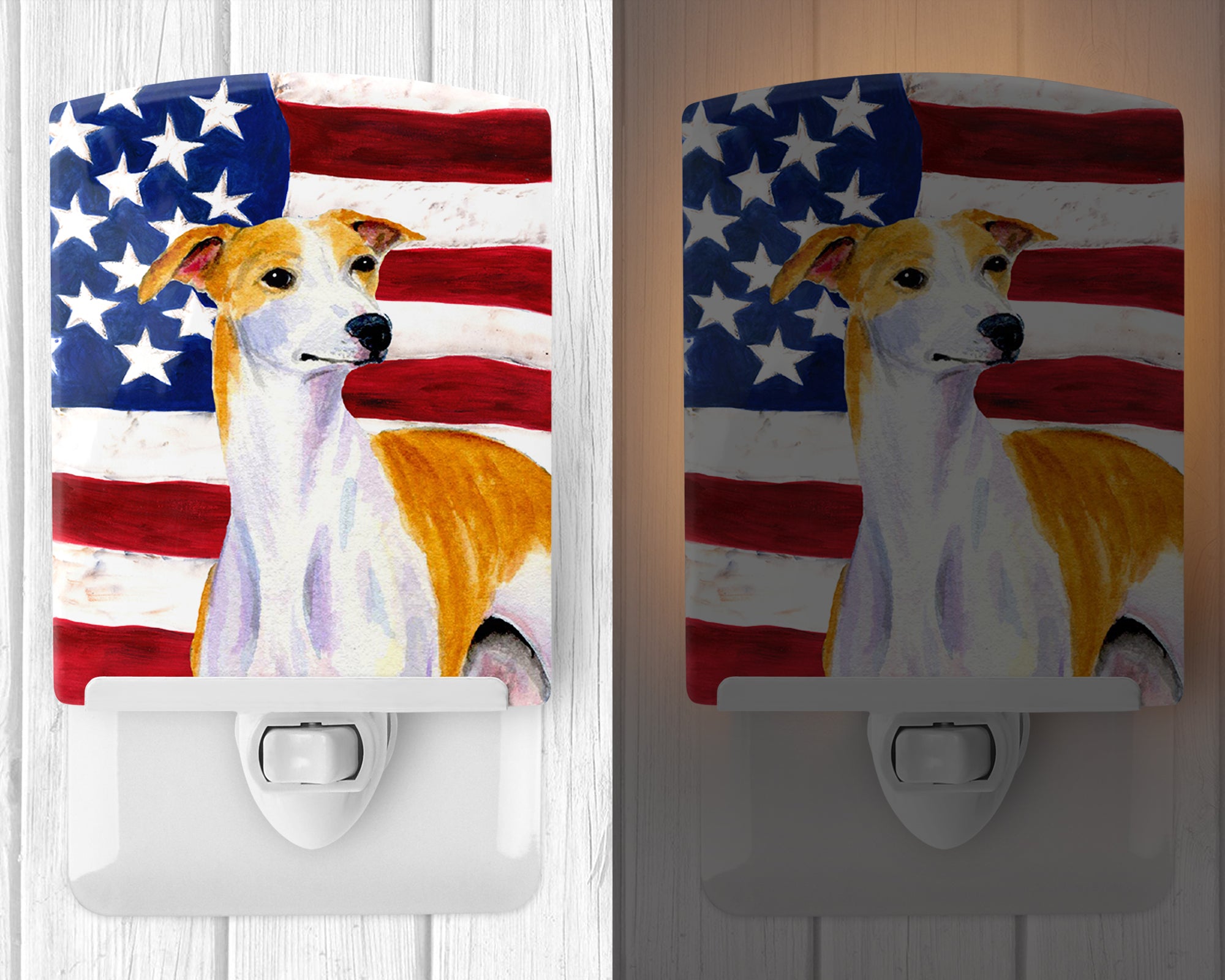 USA American Flag with Whippet Ceramic Night Light SS4246CNL - the-store.com
