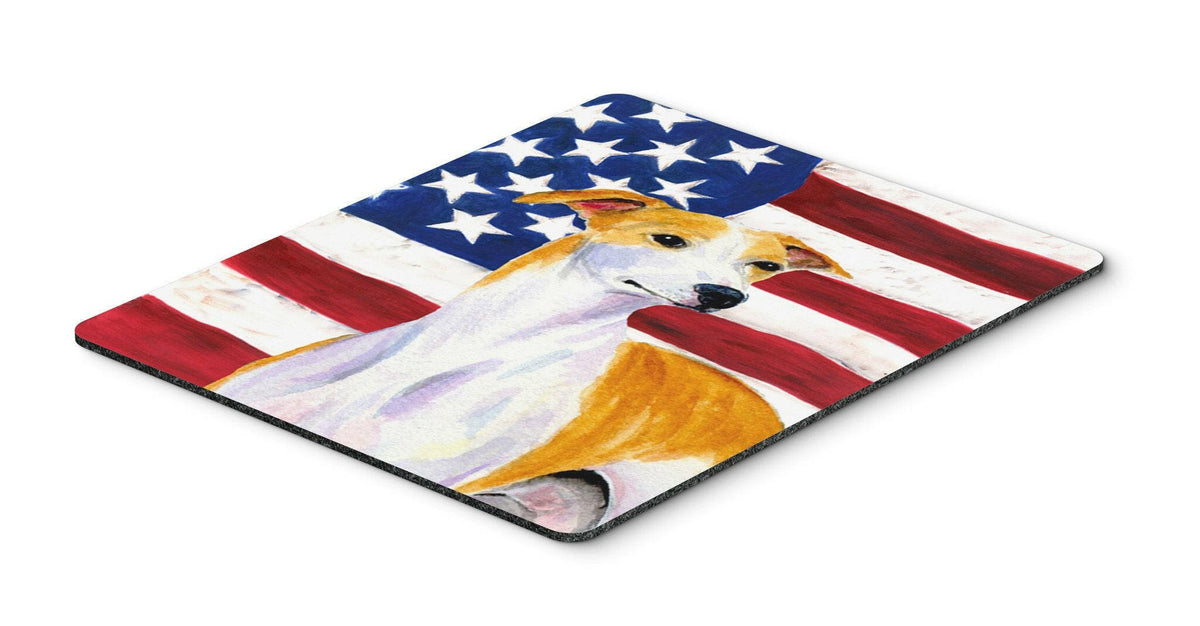 USA American Flag with Whippet Mouse Pad, Hot Pad or Trivet by Caroline&#39;s Treasures