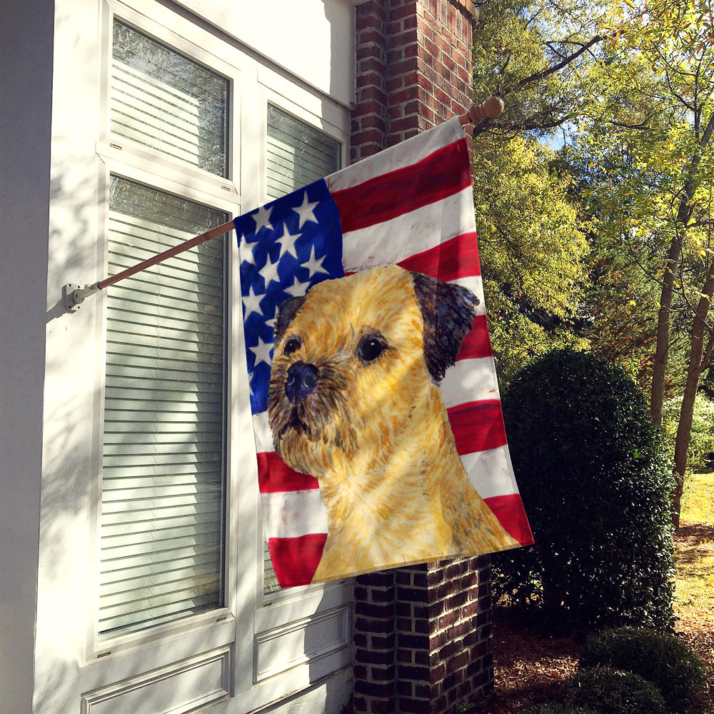 USA American Flag with Border Terrier Flag Canvas House Size  the-store.com.